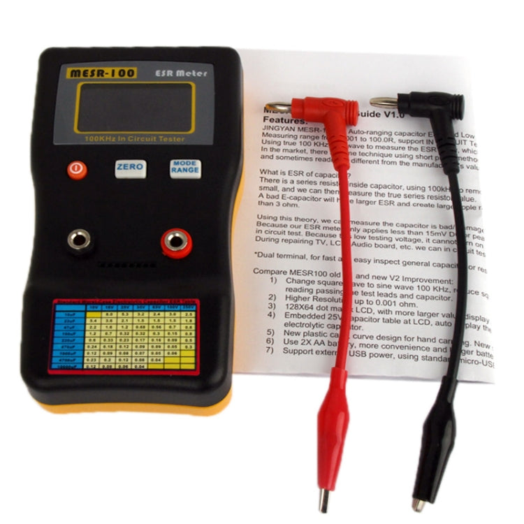 MESR-100 AutoRanging In Circuit ESR Capacitor /Low Ohm Meter Up to 0.01 to 100R(Orange) - Other Tester Tool by BENETECH | Online Shopping UK | buy2fix