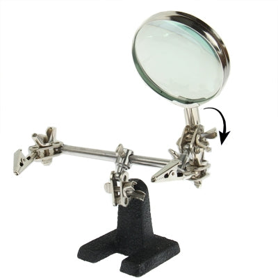 Helping Hand Magnifier, Hand Soldering Iron Stand Helping 2x Optical Magnifying Solder Tool(Silver) - Home & Garden by buy2fix | Online Shopping UK | buy2fix