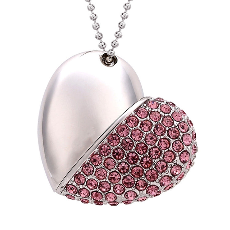 Heart Shaped Diamond Jewelry USB Flash Disk, Special for Valentines Day Gifts (16GB)(Pink) - Computer & Networking by buy2fix | Online Shopping UK | buy2fix