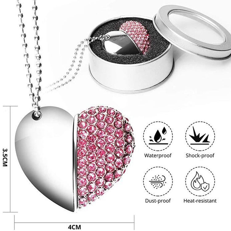 Heart Shaped Diamond Jewelry USB Flash Disk, Special for Valentines Day Gifts (16GB)(Pink) - Computer & Networking by buy2fix | Online Shopping UK | buy2fix