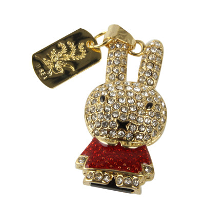 Rabbit Shaped Diamond Jewelry USB Flash Disk (32GB), Red -  by buy2fix | Online Shopping UK | buy2fix