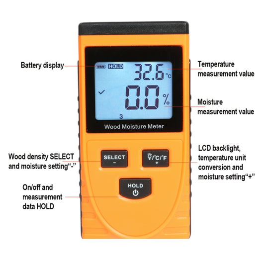 GM630 Digital Wood Moisture Meter with LCD(Orange) by buy2fix