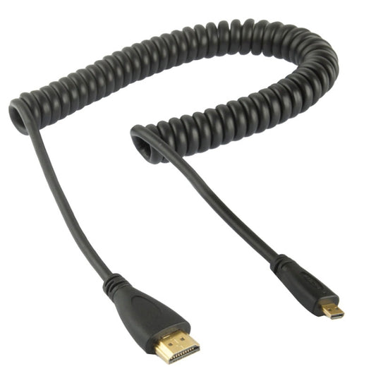 1.4 Version, Gold Plated Micro HDMI Male to HDMI Male Coiled Cable, Support 3D / Ethernet, Length: 60cm (can be extended up to 2m) by buy2fix