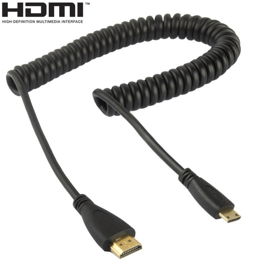 1.4 Version, Gold Plated Mini HDMI Male to HDMI Male Coiled Cable, Support 3D / Ethernet, Length: 60cm (can be extended up to 2m) by buy2fix