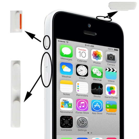 3 in 1 Mute Button + Power Button + Volume Button for iPhone 5C(White) by buy2fix
