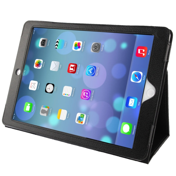 Litchi Texture Flip Leather Case with Holder & Sleep / Wake-up Function for iPad Air(Black) by buy2fix