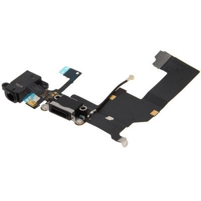 Original Tail Connector Ladegerät Flexkabel + Kopfhörer Audio Jack Flachbandkabel für iPhone 5 (Schwarz)