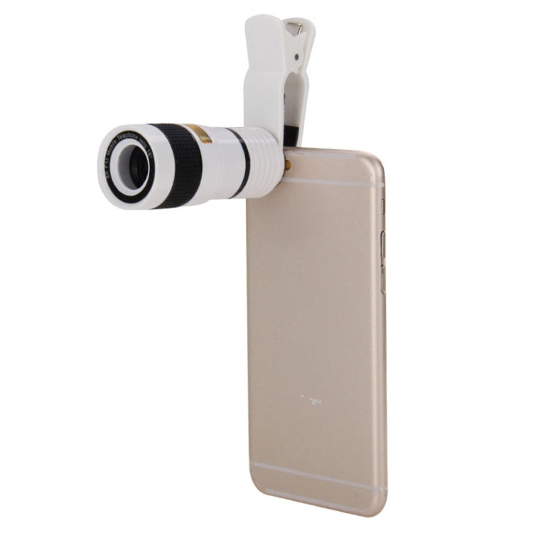 8X Zoom Telescope Telephoto Camera Lens with Clip(White) - Telescope & Microscope by buy2fix | Online Shopping UK | buy2fix