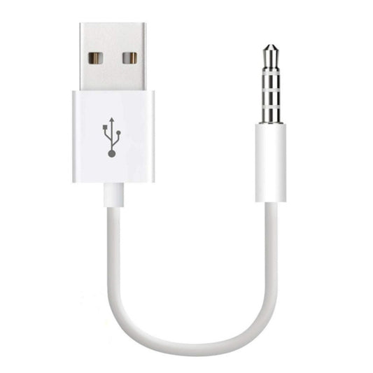 JW-SM1 USB to 3.5mm Jack Data Sync & Charge Cable for iPod shuffle 1st /2nd /3rd /4th /5th /6th Generation, Length: 10cm(White) - Apple Accessories by buy2fix | Online Shopping UK | buy2fix