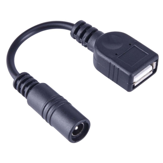 5.5 x 2.1mm DC Female to USB AF DC Female Power Connector Cable for Laptop Adapter, Length: 15cm(Black) by buy2fix