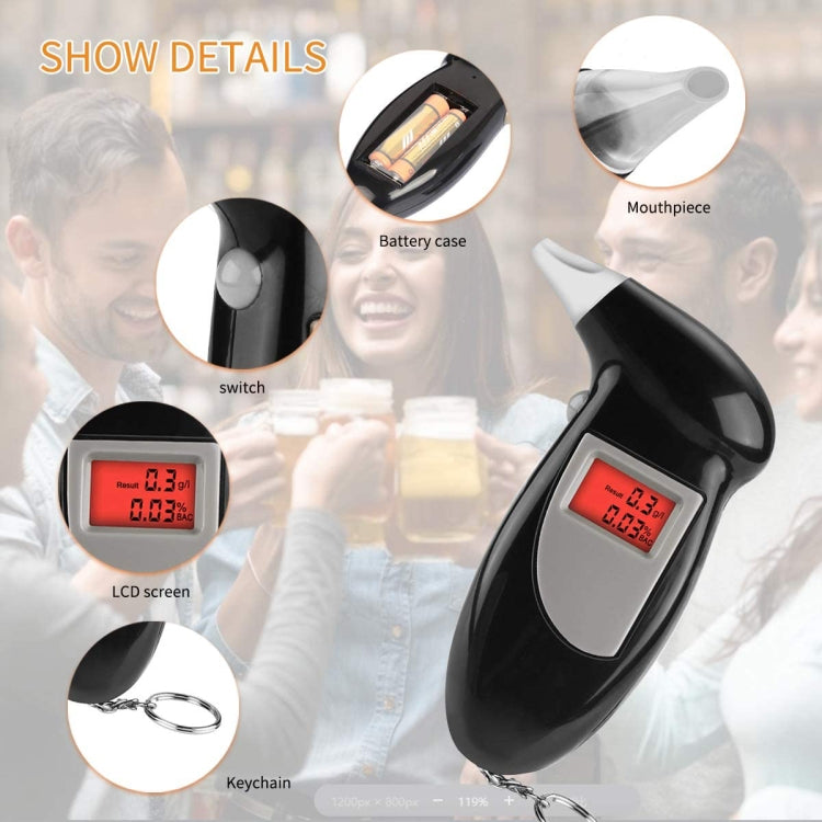 LCD Digital Alcohol Tester Breathalyzer(Black) - Breath Alcohol Tester by buy2fix | Online Shopping UK | buy2fix