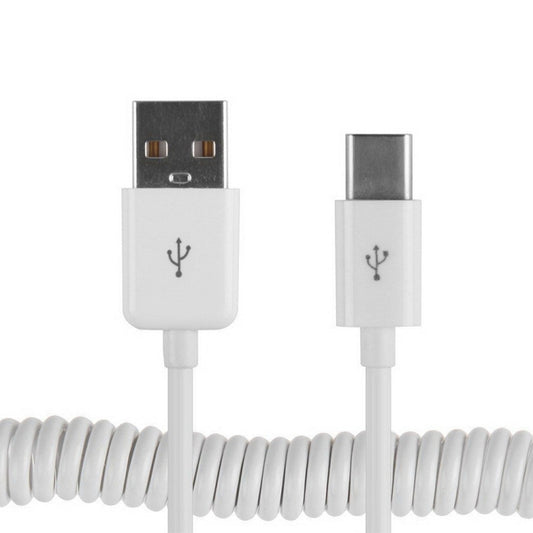 USB-C / Type-C 3.1 to USB 2.0 Spring Data Sync Charge Cable, Cable Length: 3m(White) by buy2fix