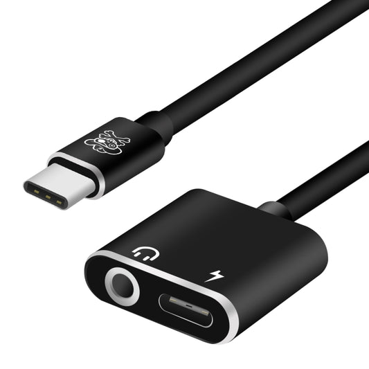 ENKAY Hat-prince HC-10 USB-C / Type-C + 3.5mm Jack to USB-C / Type-C Charge Audio Adapter Cable(Black) - Audio Adapter by ENKAY | Online Shopping UK | buy2fix