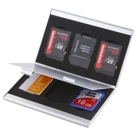 6-in-1-Speicherkarten-Schutzhülle Aufbewahrungsbox, Größe: 88 x 50 x 9 mm (Silber)