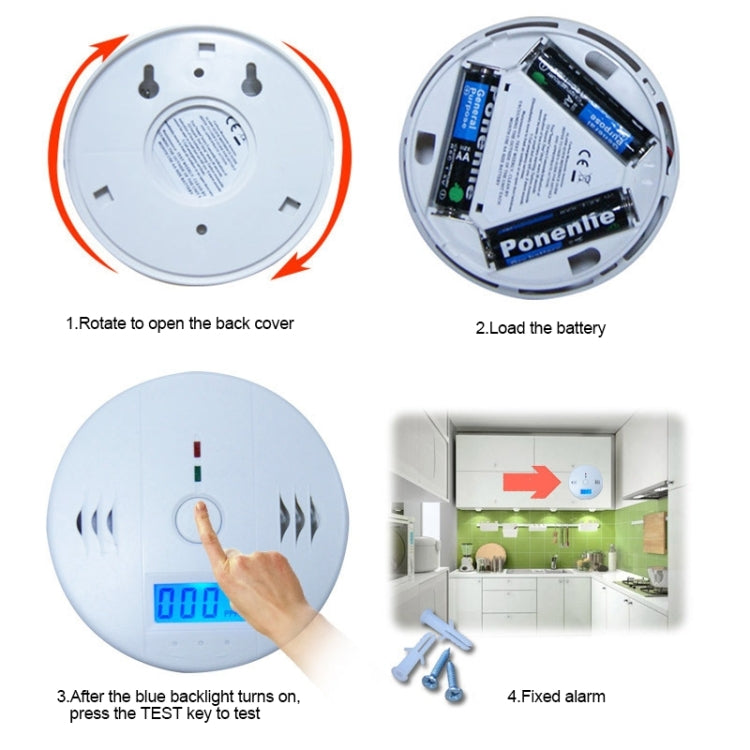 Gas Carbon Monoxide Detector Sensor Unit LCD CO Safety Alarm Tester(White) - Security by buy2fix | Online Shopping UK | buy2fix