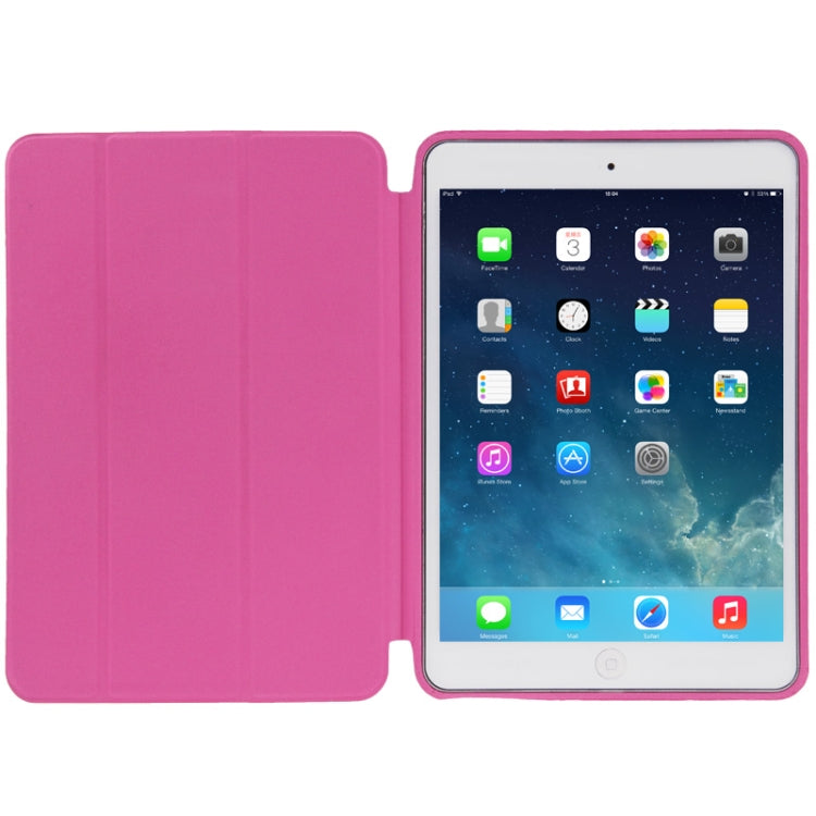 3-folding Naturally Treated Leather Smart Case with Sleep / Wake-up Function & Holder for iPad mini / mini 2 Retina(Magenta) - iPad Mini 4 & 3 & 2 & 1 Cases by buy2fix | Online Shopping UK | buy2fix