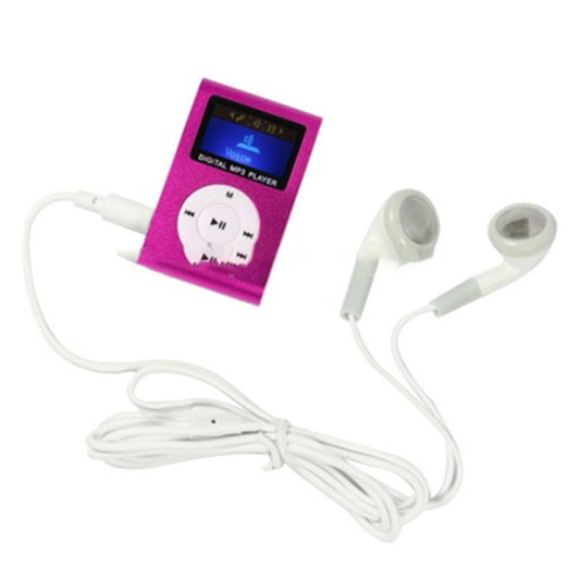 TF / Micro SD Card Slot MP3 Player with LCD Screen, Metal Clip(Magenta) by buy2fix