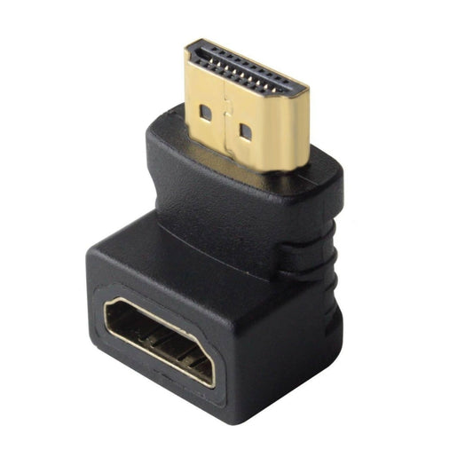 HDMI 19Pin Male to HDMI 19Pin Female 90-degree Angle Adaptor (Gold Plated)(Black) by buy2fix