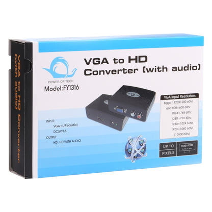 VGA to HDMI Converter with Audio (FY1316)(Black) -  by buy2fix | Online Shopping UK | buy2fix