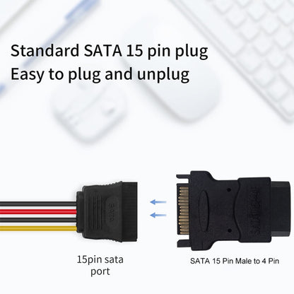 SATA 15 Pin Male to 4 Pin Female Adapter(Black) - Computer & Networking by buy2fix | Online Shopping UK | buy2fix