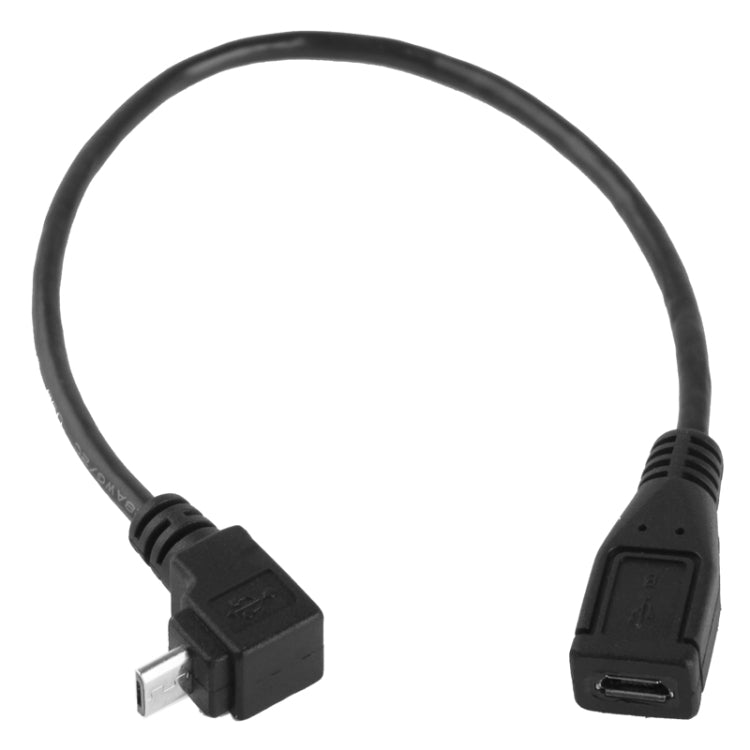 90 Degree Micro USB Male to Micro USB Female Adapter Cable, Length: 25cm(Black) - OTG Adapter by buy2fix | Online Shopping UK | buy2fix