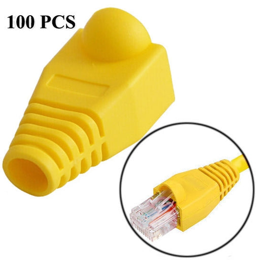 Couvercle de capuchon de bottes de câble réseau pour RJ45, jaune (100 pièces dans un emballage, le prix est pour 100 pièces)(Jaune)