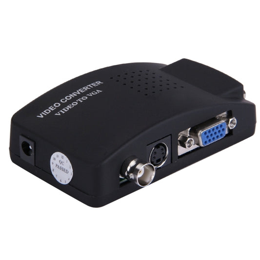 BNC / S-Video to VGA Video Converter(Black) - Computer & Networking by buy2fix | Online Shopping UK | buy2fix