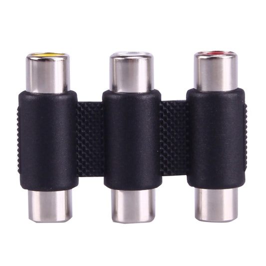 Female to Female AV 3 RCA Audio Video Coupler Adapter(Black) by buy2fix
