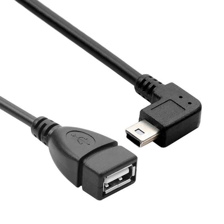 90 Degree Mini USB Male to USB 2.0 AF Adapter Cable with OTG Function, Length: 13cm(Black) by buy2fix