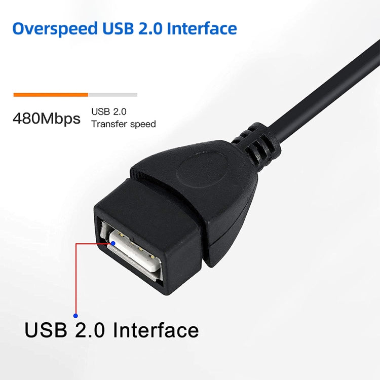 90 Degree Mini USB Male to USB 2.0 AF Adapter Cable with OTG Function, Length: 13cm(Black) by buy2fix