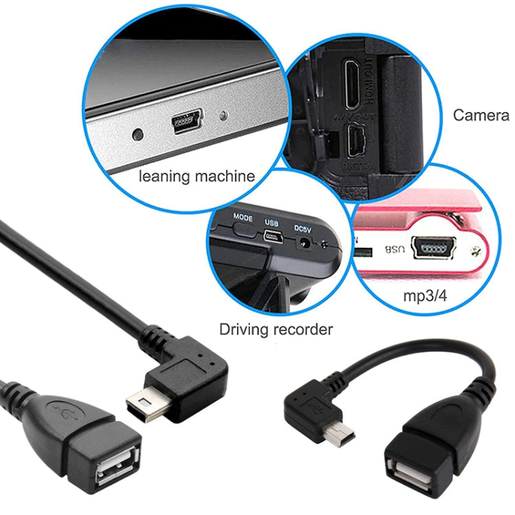 90 Degree Mini USB Male to USB 2.0 AF Adapter Cable with OTG Function, Length: 13cm(Black) by buy2fix