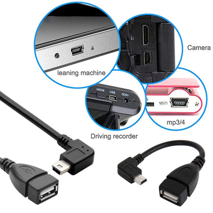 90 Degree Mini USB Male to USB 2.0 AF Adapter Cable with OTG Function, Length: 13cm(Black) by buy2fix