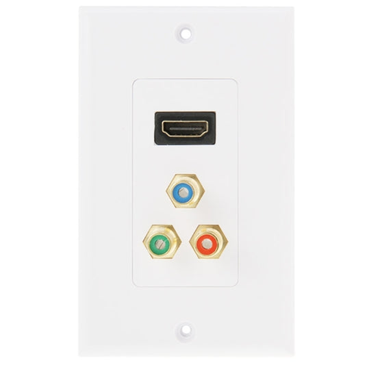 HDMI Female Plug + 3 RCA Female Plugs Wall Plate Panel by buy2fix