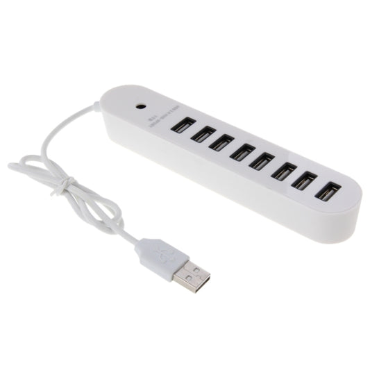 8 Ports USB 2.0 Portable Oval Hub, Length: 50cm(White) by buy2fix