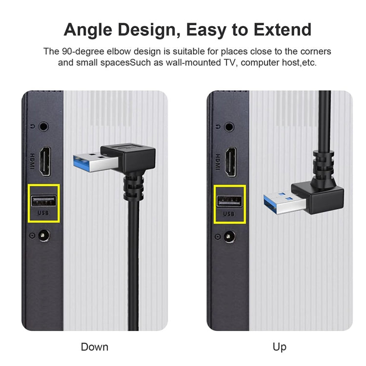 USB 3.0 Down Angle 90 degree  Extension Cable Male to Female Adapter Cord, Length: 15cm -  by buy2fix | Online Shopping UK | buy2fix