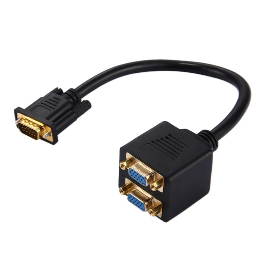 30cm VGA Male to 2 VGA Female Splitter Cable(Black) by buy2fix