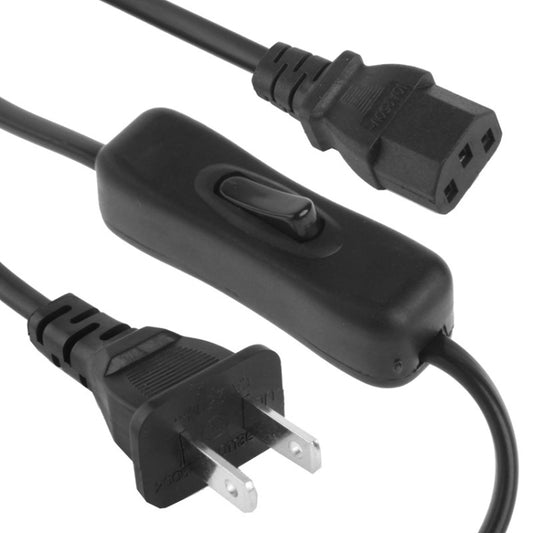 3 Prong Style AC Power Cord with 304 Switch, Length: 1.2m(Black) by buy2fix