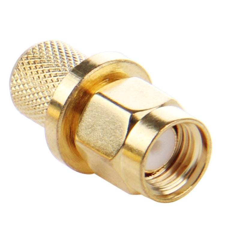 10 PCS Gold Plated SMA Male Plug Crimp RF Connector Adapter for RG58 / RG142 / LMR195 Cable - Connectors by buy2fix | Online Shopping UK | buy2fix