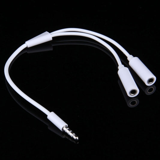 3.5mm Male to 2 Female Plug Jack Stereo Audio Cable for iPhone 6S & 6S Plus & 6 & 6 Plus & 5, iPad Air 2 & Air, Samsung, iPod Laptop, MP3, Length: 24cm(White) by buy2fix