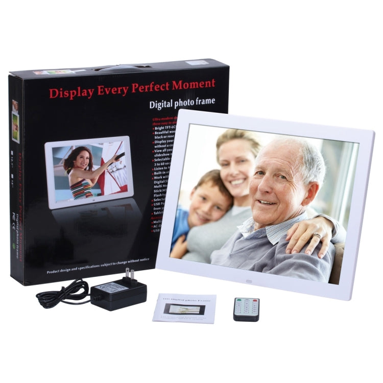 14 inch HD LED Screen Digital Photo Frame with Holder & Remote Control, Allwinner, Alarm Clock / MP3 / MP4 / Movie Player(White) - Consumer Electronics by buy2fix | Online Shopping UK | buy2fix