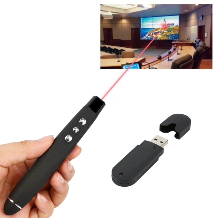 PP-1000 Multimedia Presentation Remote PowerPoint Clicker 2.4GHz RF Laser Pointer with USB Receiver(Black) -  by buy2fix | Online Shopping UK | buy2fix