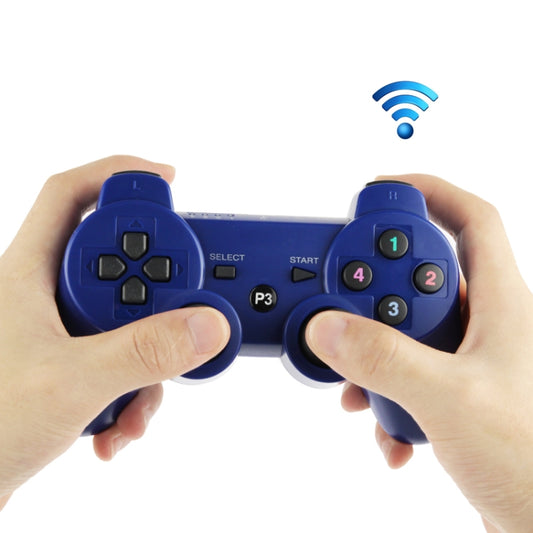 Double Shock III Wireless Controller, Manette Sans Fil Double Shock III for Sony PS3, Has Vibration Action(with logo)(Blue) by buy2fix