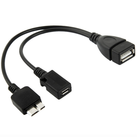 USB AF to Micro USB 3.0 + Micro USB 2.0 Cable for Galaxy Note III / N9000, Length: 20cm (Black) by buy2fix