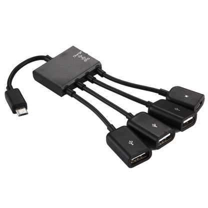 18cm 4 Ports Micro USB OTG Charge HUB Cable, For Samsung / Huawei / Xiaomi / Meizu / LG / HTC and Other Smartphones(Black) - OTG Adapter by buy2fix | Online Shopping UK | buy2fix