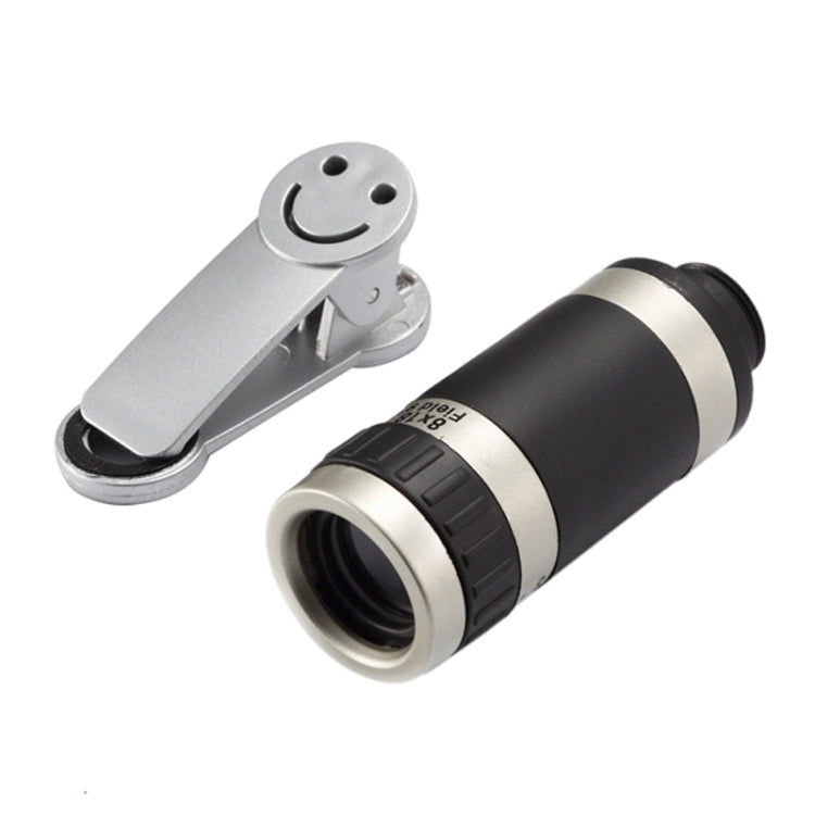 Universal 8x Zoom Telescope Telephoto Camera Lens with Smile Clip(Silver) - Telescope & Microscope by buy2fix | Online Shopping UK | buy2fix