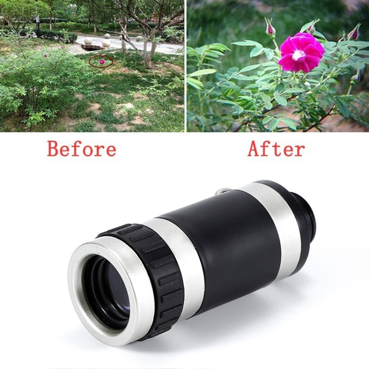 Universal 8x Zoom Telescope Telephoto Camera Lens with Smile Clip(Silver) - Telescope & Microscope by buy2fix | Online Shopping UK | buy2fix