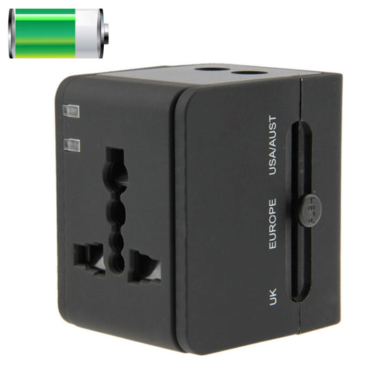 International 2.1A 2-USB EU / AU / UK / US Plug Travel Universal Adaptor(Black) by buy2fix