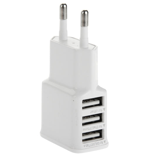 5V 2A EU Plug 3 USB Charger Adapter, For iPhone, Galaxy,  Huawei, Xiaomi, LG, HTC and Other Smart Phones(White) - Mobile Accessories by buy2fix | Online Shopping UK | buy2fix