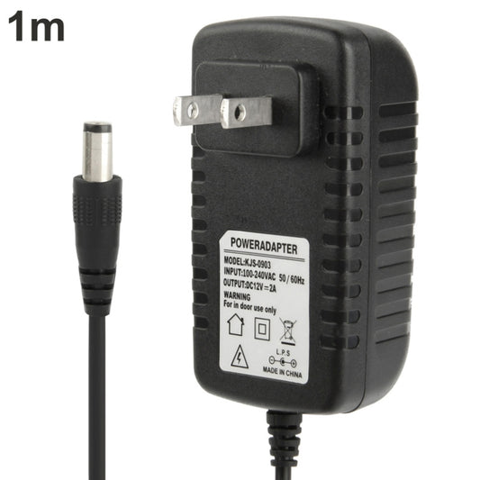 High Quality US Plug AC 100-240V to DC 12V 2A Power Adapter, Tips: 5.5 x 2.1mm, Cable Length: 1m(Black) by buy2fix