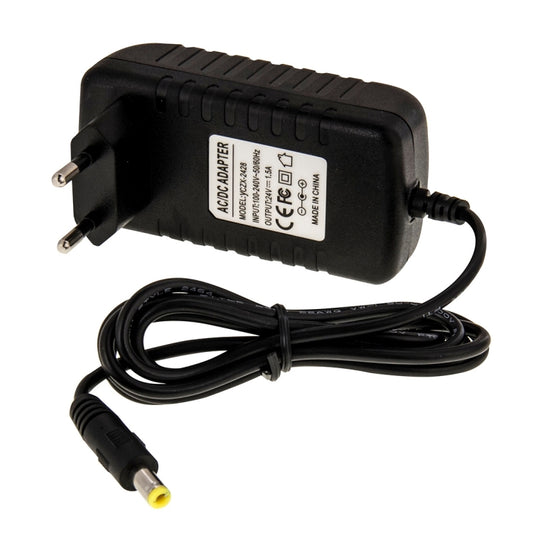 EU Plug AC 100-240V to DC 24V 1.5A Power Adapter, Tips: 5.5 x 2.1mm, Cable Length: about 1.2m(Black) by buy2fix